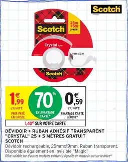 Intermarché Dévidoir + ruban adhésif transparent "crystal" scotch offre