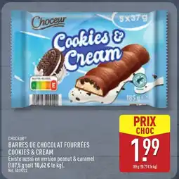 ALDI CHOCEUR Barres de chocolat fourrées cookies & cream offre