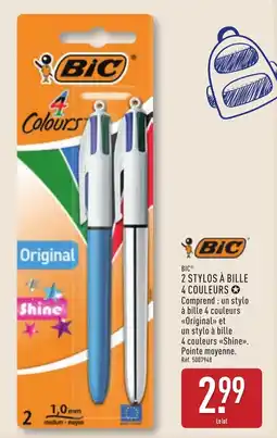 ALDI BIC 2 stylos à bille 4 couleurs offre