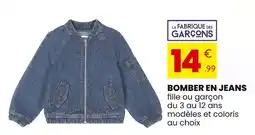 Stokomani La Fabrique des Garçons Bomber en jeans offre