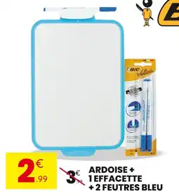 Stokomani BIC Ardoise + 1 effacette + 2 feutres bleu offre