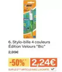 Monoprix Bic - stylo-bille 4 couleurs édition velours bic offre