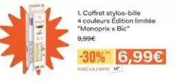 Monoprix Monoprix - coffret stylos-bille 4 couleurs édition limitée monoprix x bic offre