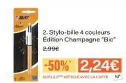 Monoprix Bic - stylo-bille 4 couleurs edition champagne offre