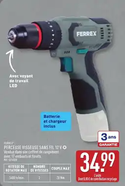 ALDI FERREX Perceuse visseuse sans fil 12 v offre