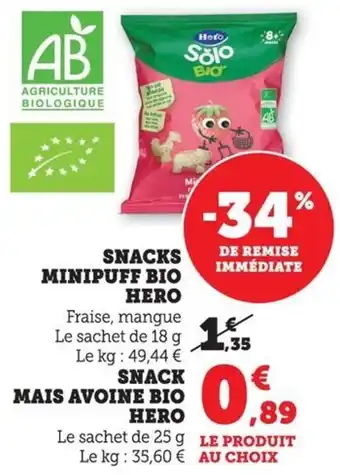 Bi1 Snacks minipuff bio hero offre