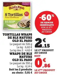Bi1 Tortillas wraps de ble nature old el paso offre