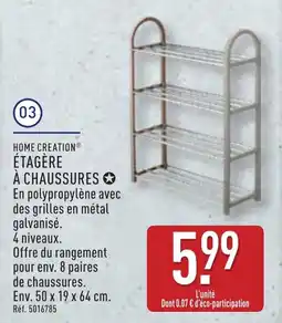 ALDI HOME CREATION Étagère à chaussures offre