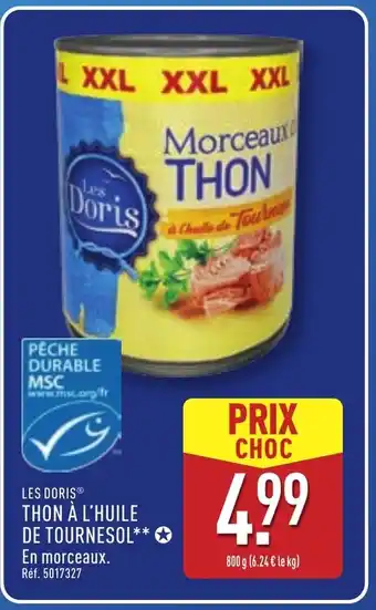 ALDI LES DORIS Thon à l'huile de tournesol offre