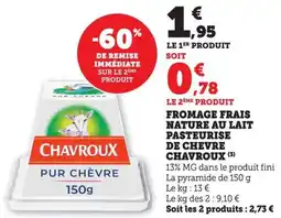 Bi1 Fromage frais nature au lait pasteurise de chevre chavroux offre