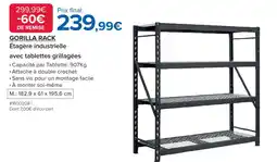Costco Gorilla Rack Étagère industrielle avec tablettes grillagées offre