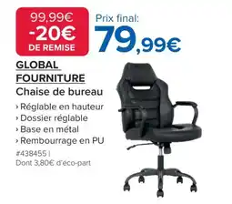 Costco Global fourniture chaise de bureau offre