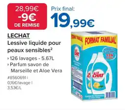 Costco Lechat Lessive liquide pour peaux sensibles² offre