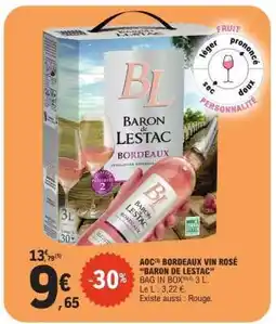 E.Leclerc AOC Bordeaux Vin Rosé 'Baron de Lestac' offre
