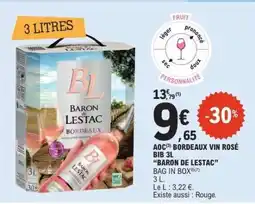 E.Leclerc AOC BORDEAUX VIN ROSÉ BIB 3L 'BARON DE LESTAC' offre
