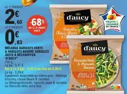 E.Leclerc MÉLANGE HARICOTS VERTS & HARICOTS BEURRE SURGELÉS JUSTE À RÉCHAUFFER 'D'AUCY' offre