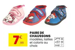 Stokomani Paw Patrol / Hello Kitty / Spiderman Paire de chaussons offre