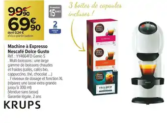 Carrefour Market Krups machine à expresso nescafé dolce gusto offre