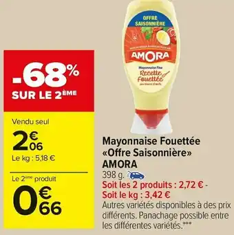 Carrefour Market Amora mayonnaise fouettée «offre saisonnière» offre