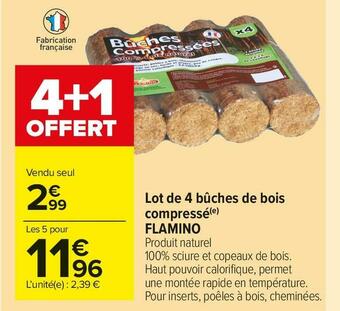 Flamino lot de 4 bûches de bois compressé