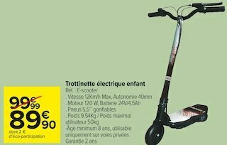 Carrefour Market Trottinette électrique enfant offre