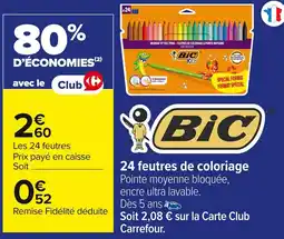 Carrefour BIC 24 feutres de coloriage offre