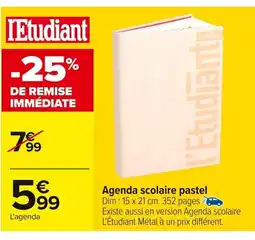 Carrefour Agenda scolaire pastel offre