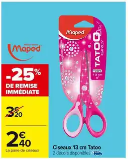Carrefour MAPED Ciseaux 13 cm Tatoo offre