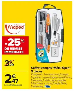 Carrefour MAPED Coffret compas "Métal Open" 9 pièces offre