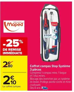 Carrefour MAPED Coffret compas Stop Système 3 pièces offre