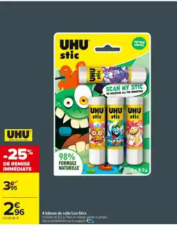 Carrefour UHU 4 bâtons de colle Lou-Stics offre