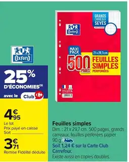 Carrefour Feuilles simples offre