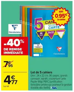 Carrefour Lot de 5 cahiers offre