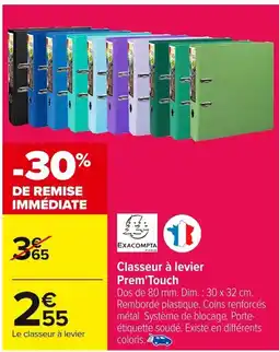 Carrefour EXACOMPTA Classeur à levier Prem'Touch offre