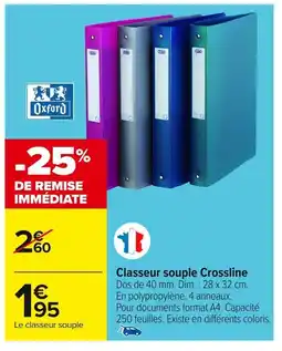 Carrefour Classeur souple Crossline offre