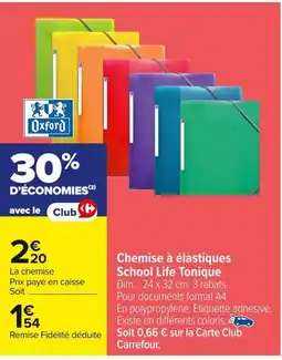 Carrefour OXFORD Chemise à élastiques School Life Tonique offre