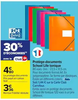 Carrefour OXFORD Protège-documents School Life tonique offre