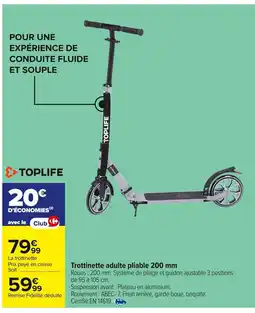 Carrefour TOPLIFE Trottinette adulte pliable 200 mm offre