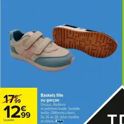 Carrefour Baskets fille ou garçon offre