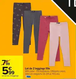 Carrefour Lot de 2 leggings fille offre