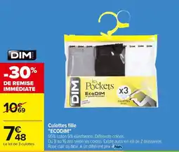 Carrefour "ECODIM" Culottes fille offre