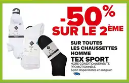 Carrefour Sur toutes les chaussettes homme tex sport offre