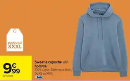Carrefour Sweat à capuche uni homme offre
