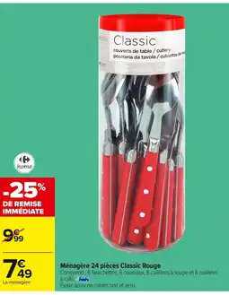 Carrefour Ménagère 24 pièces Classic Rouge offre