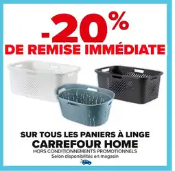 Carrefour Sur tous les paniers à linge carrefour home offre