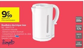 Carrefour Bouilloire électrique inox offre