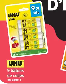 Carrefour UHU 9 bâtons de colles offre