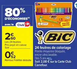 Carrefour BIC 24 feutres de coloriage offre