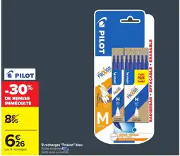 Carrefour PILOT 9 recharges "Frixion" bleu offre