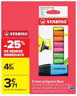 Carrefour STABILO 5 mini surligneur Boss offre